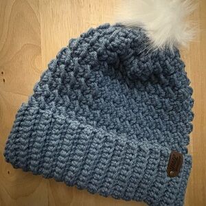Cozy Blue Knit Pom-Pom Beanie for Kids